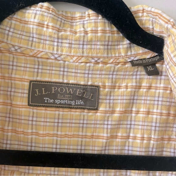 J.L. Powell Plaid Button Down Shirt Men’s XL Long Sleeve Cotton In Yellow - Picture 5 of 10